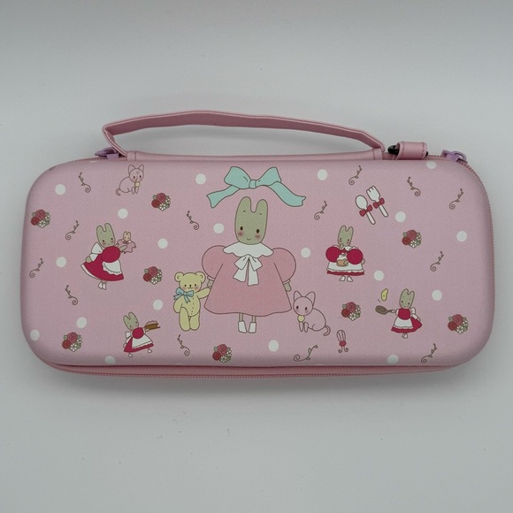HYPERCASE Pink Case for Nintendo Switch with Shoulder Strap Cartoon Bunny - Picture 1 of 5